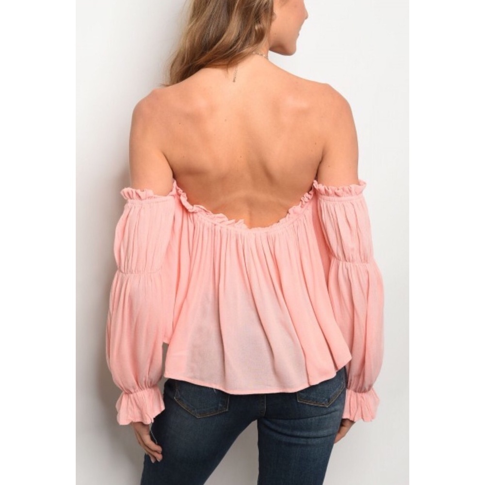 Pink Off the Shoulder Top Size Large - Picture 2 of 4
